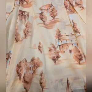 Anne Klein Cream Skirt with Subtle Village Print Size 10